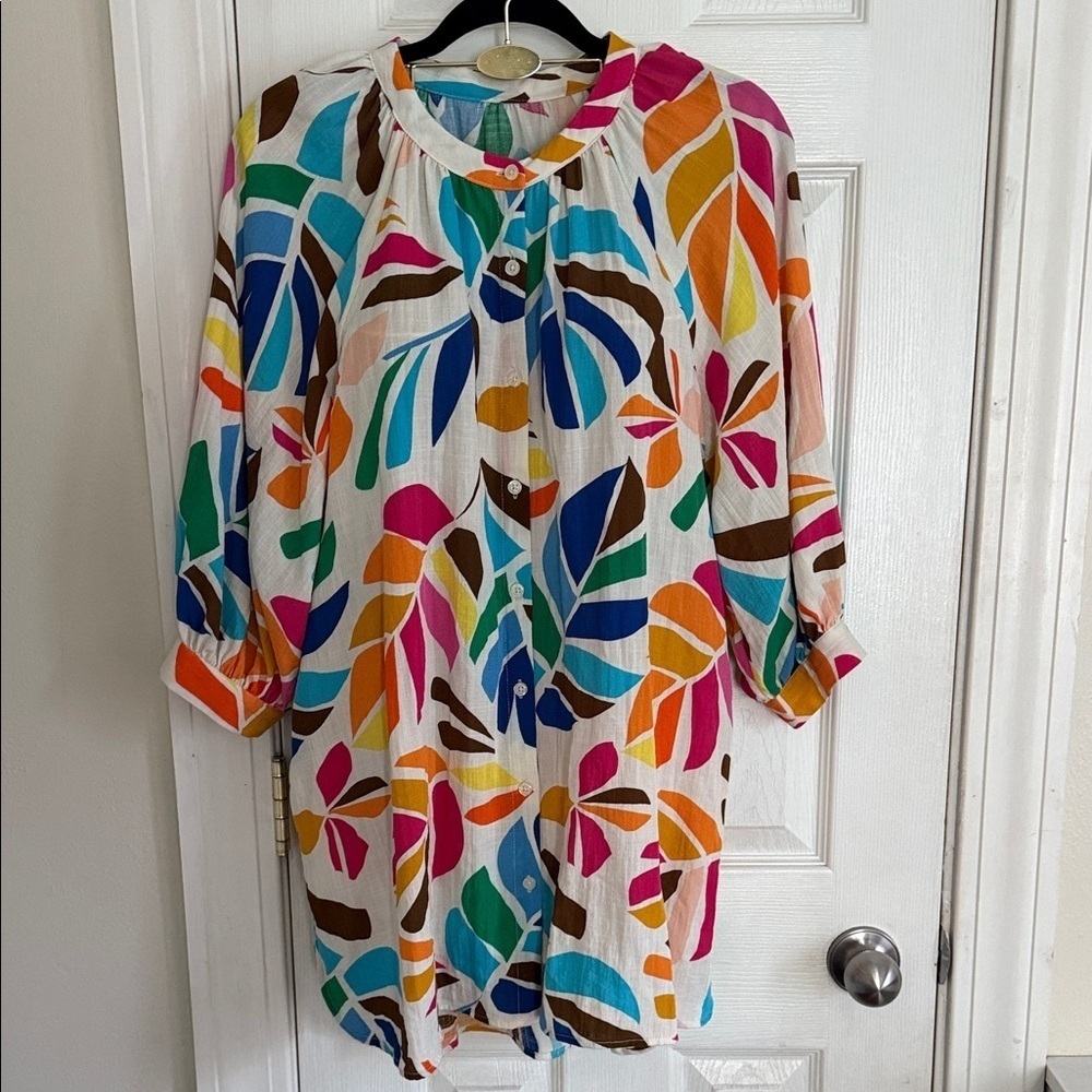 Colorful Leaf Print Women's Tunic #341